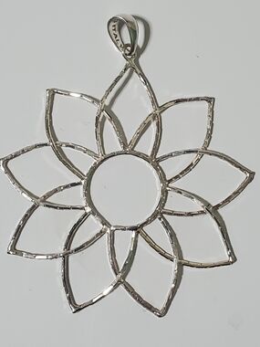 Vintage Milor Silver Floral Lotus Openwork Pendant 925 Italy